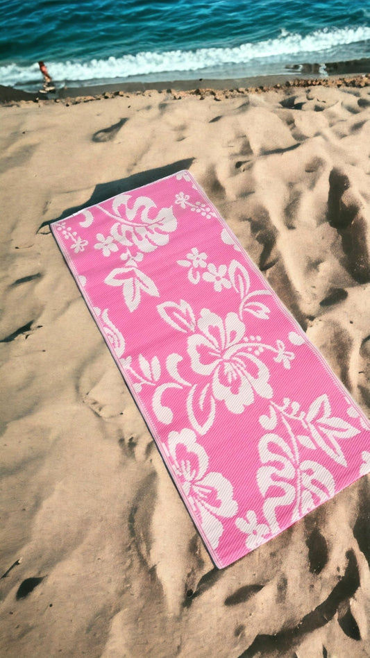 Hibiscus Beach/ Picnic Mat Pink 2.5 x 6ft - BEOMES DESIGNS