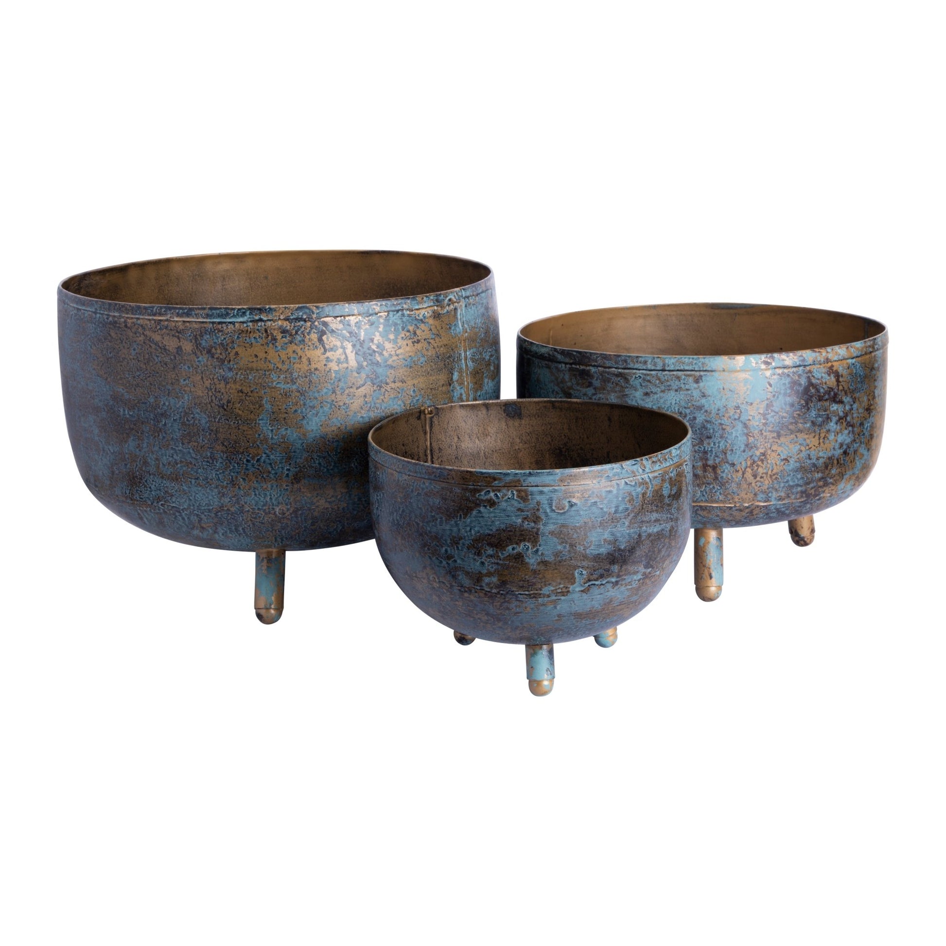 Zona Vase Iron Planter Antique Finish Set of 3 - BEOMES DESIGNS